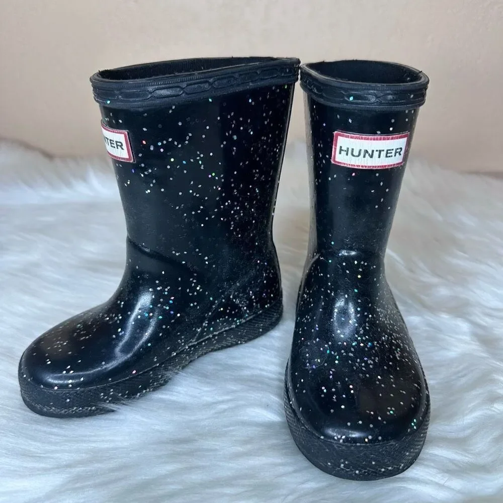 Hunter Kids First Giant Glitter Rain Boots Size UK 5 US 6B/7G
